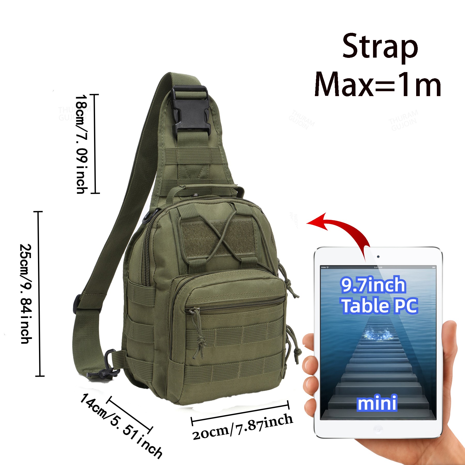 투람 아웃도어 전술 가방 백팩 스포츠 가방 슬링 숄더  - Sling Backpack Shoulder 리뷰 및 가격
