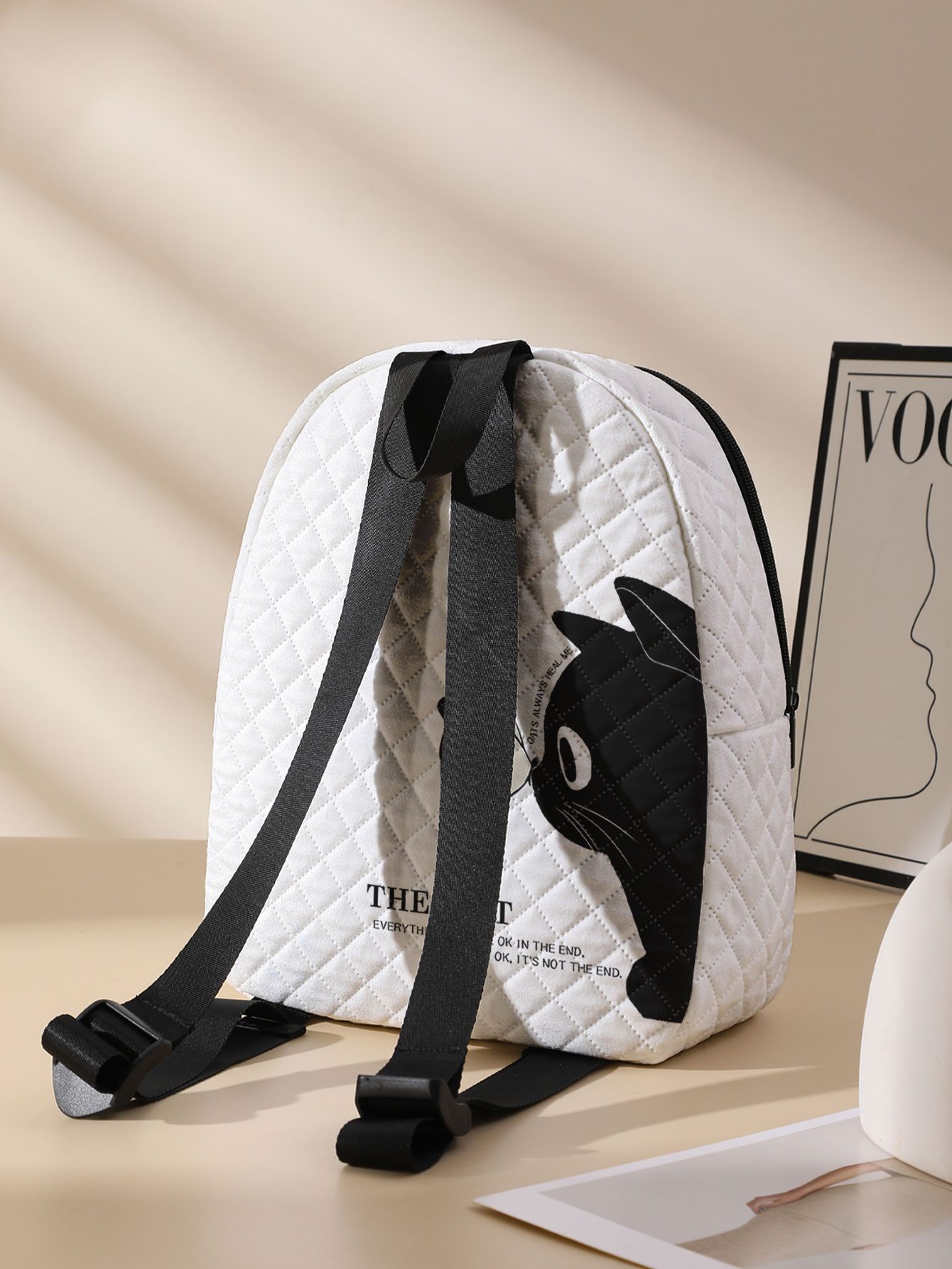검은 고양이 나비 프린트 누빔 컴팩트 백팩, 야외, 여 - Mini Backpack Purse 리뷰 및 가격